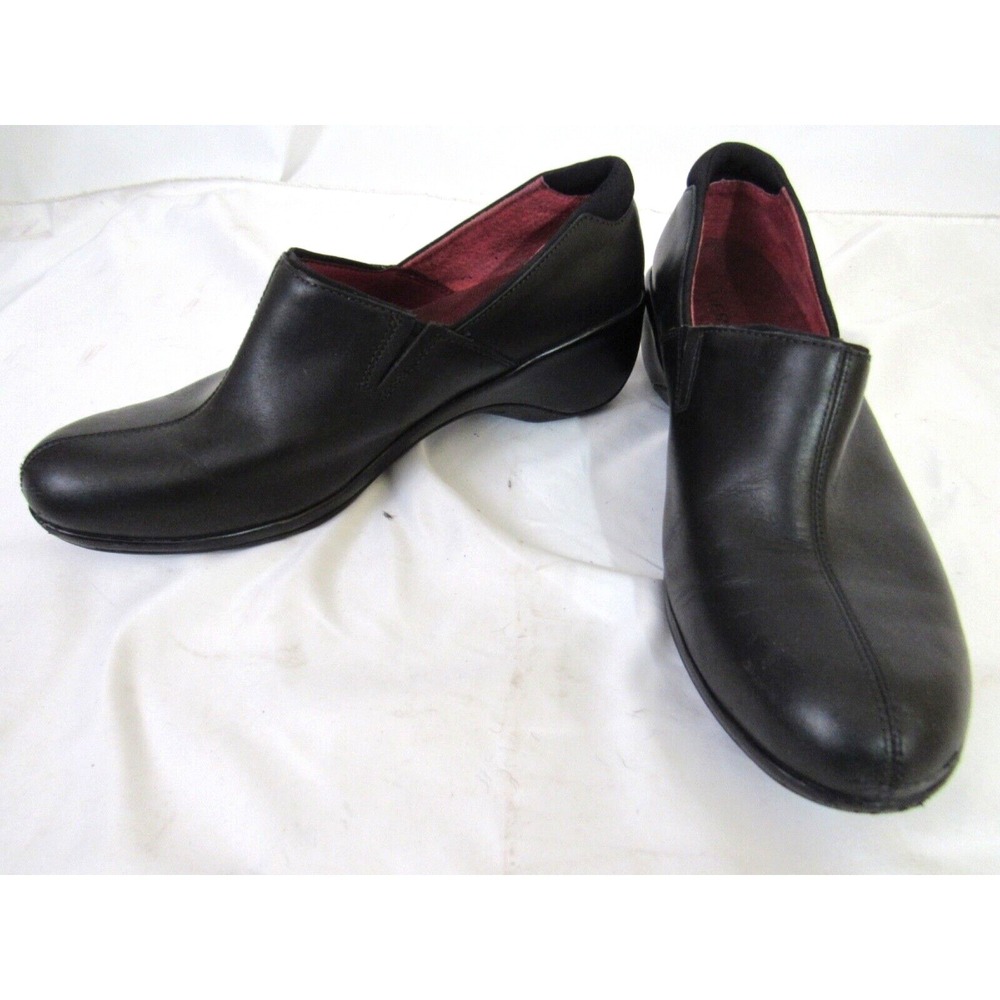 Merrell Shoes Womens 9 Black Leather Angelic Slip On Casual Clogs Loafers